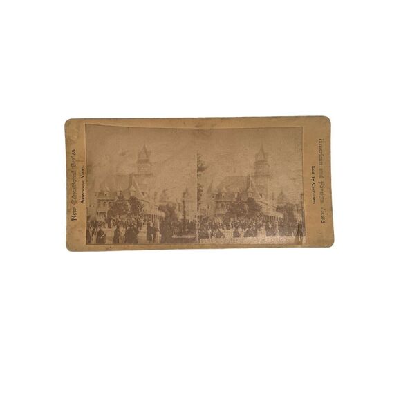 Antique Stereoscope Stereograph Real Photo Sepia Tone No37 Illinois Building See - Picture 6 of 6